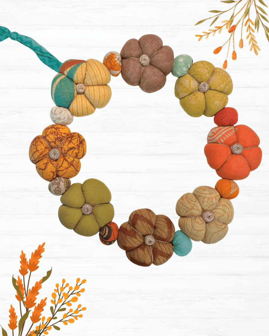 Saree Pumpkin Wreath - Asha Project Kantha-Saree-Handmade