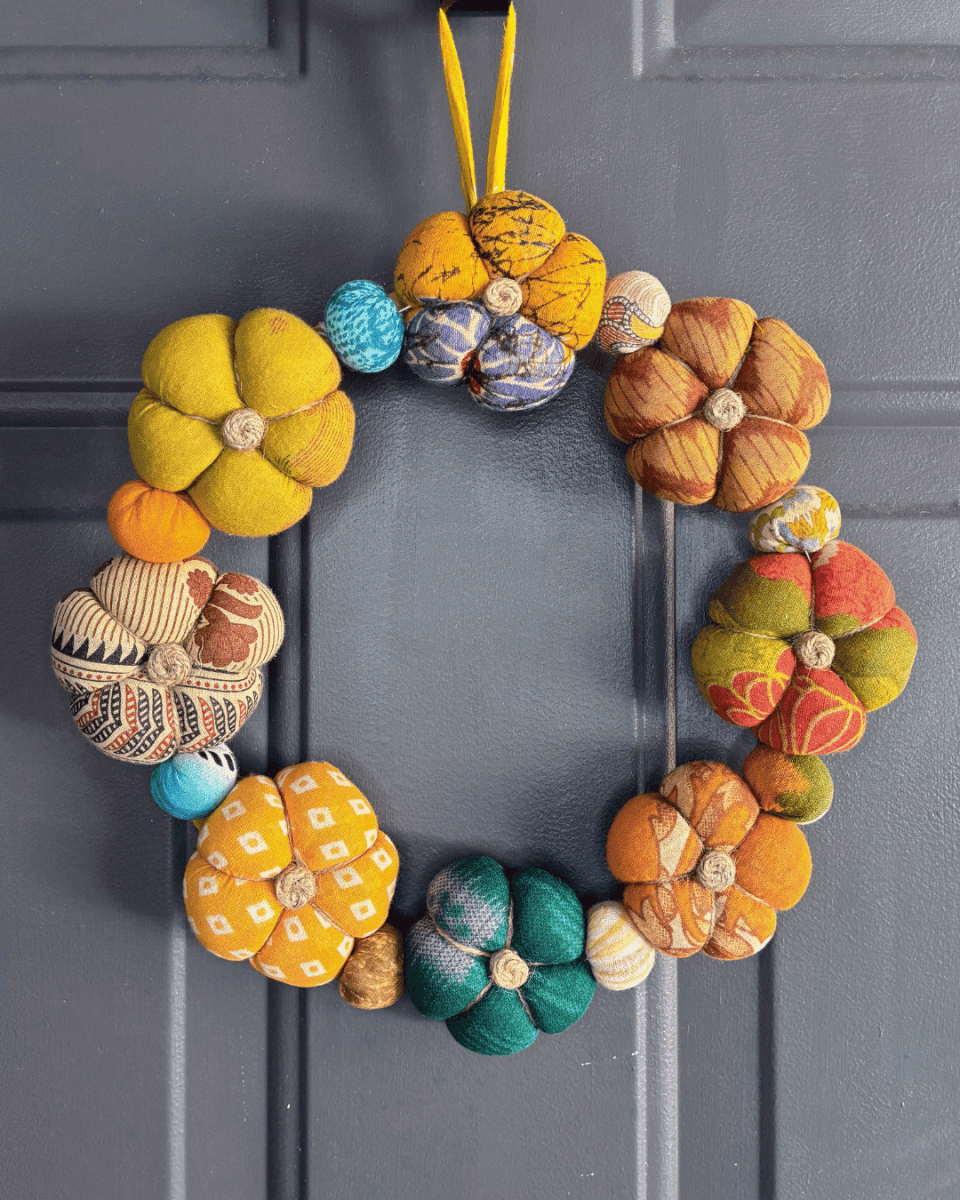 Saree Pumpkin Wreath - Asha Project Kantha-Saree-Handmade