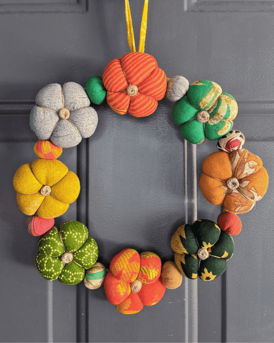 Saree Pumpkin Wreath - Asha Project Kantha-Saree-Handmade