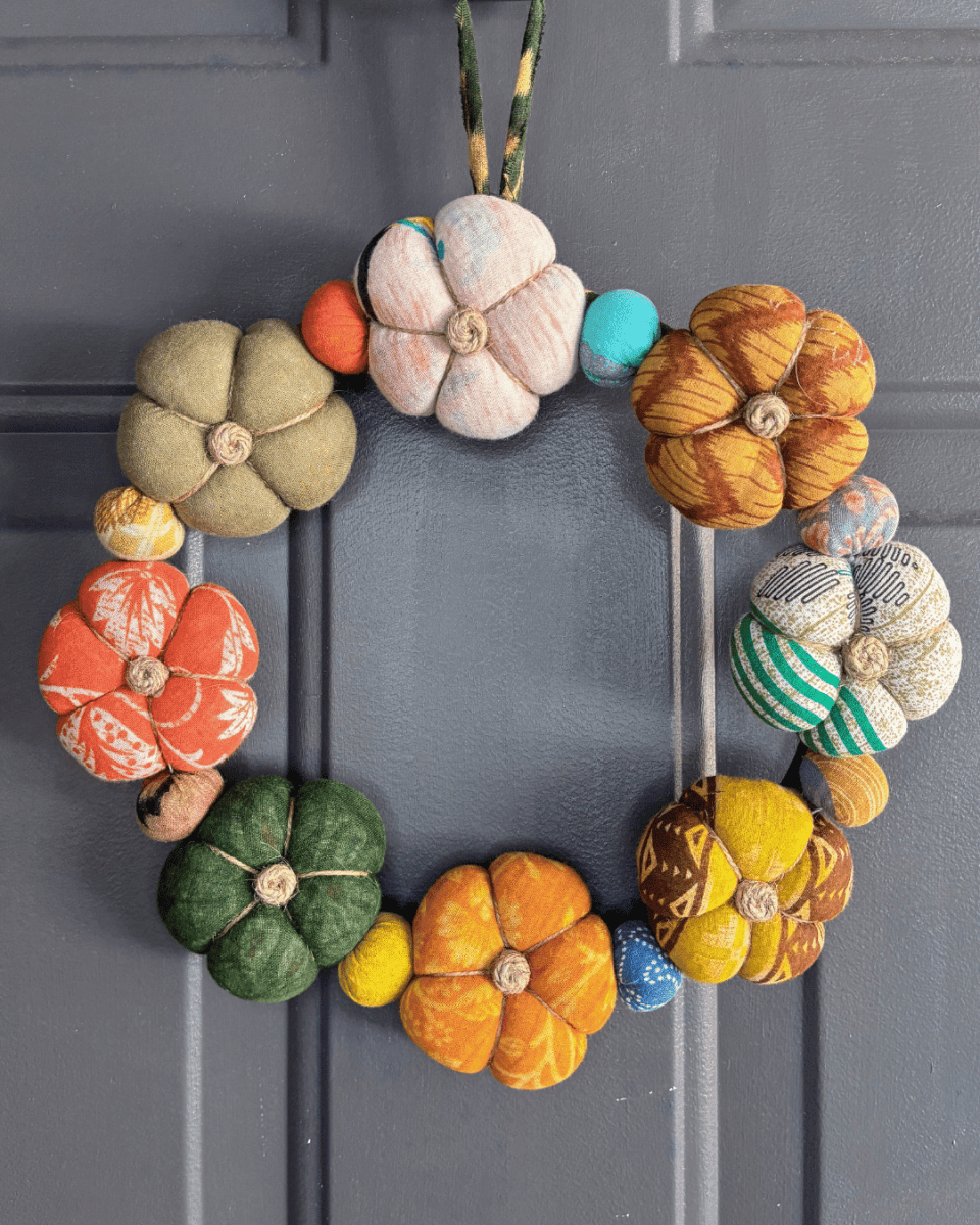 Saree Pumpkin Wreath - Asha Project Kantha-Saree-Handmade