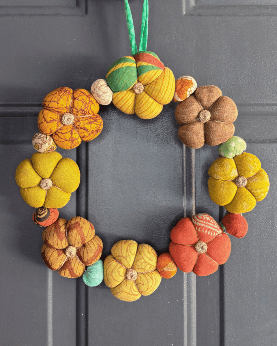 Saree Pumpkin Wreath - Asha Project Kantha-Saree-Handmade
