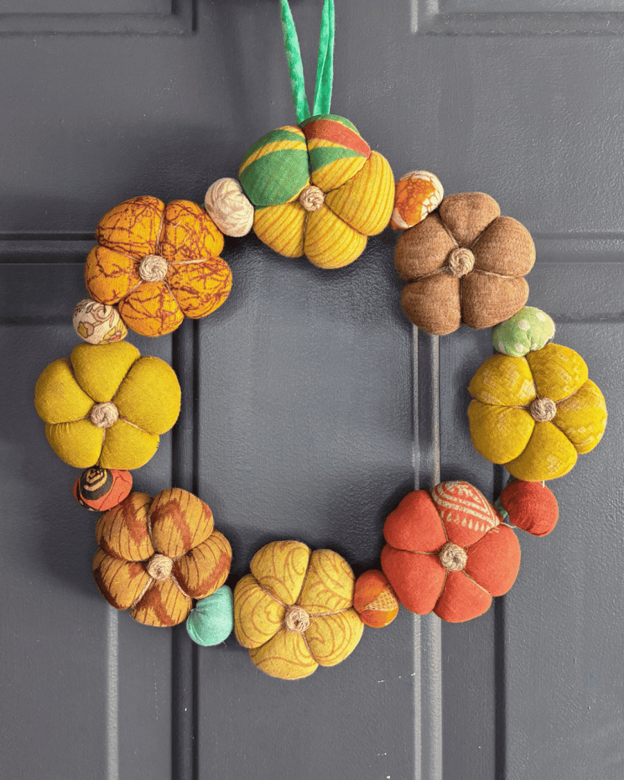 Saree Pumpkin Wreath - Asha Project Kantha-Saree-Handmade