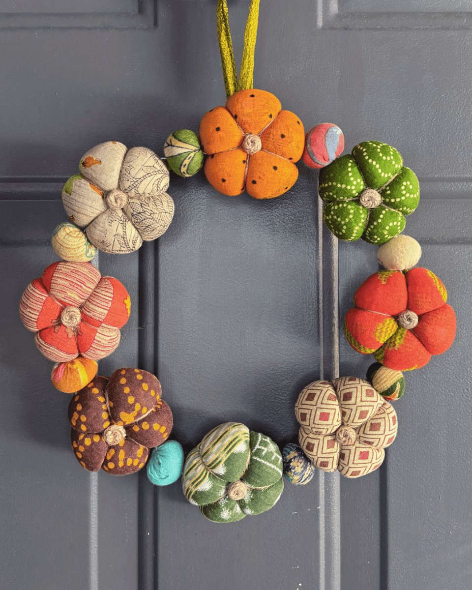 Saree Pumpkin Wreath - Asha Project Kantha-Saree-Handmade