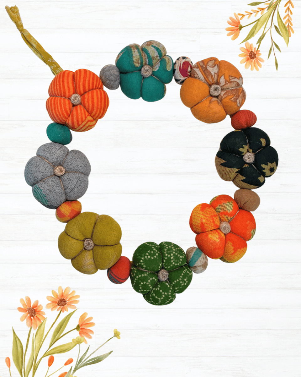 Saree Pumpkin Wreath - Asha Project Kantha-Saree-Handmade