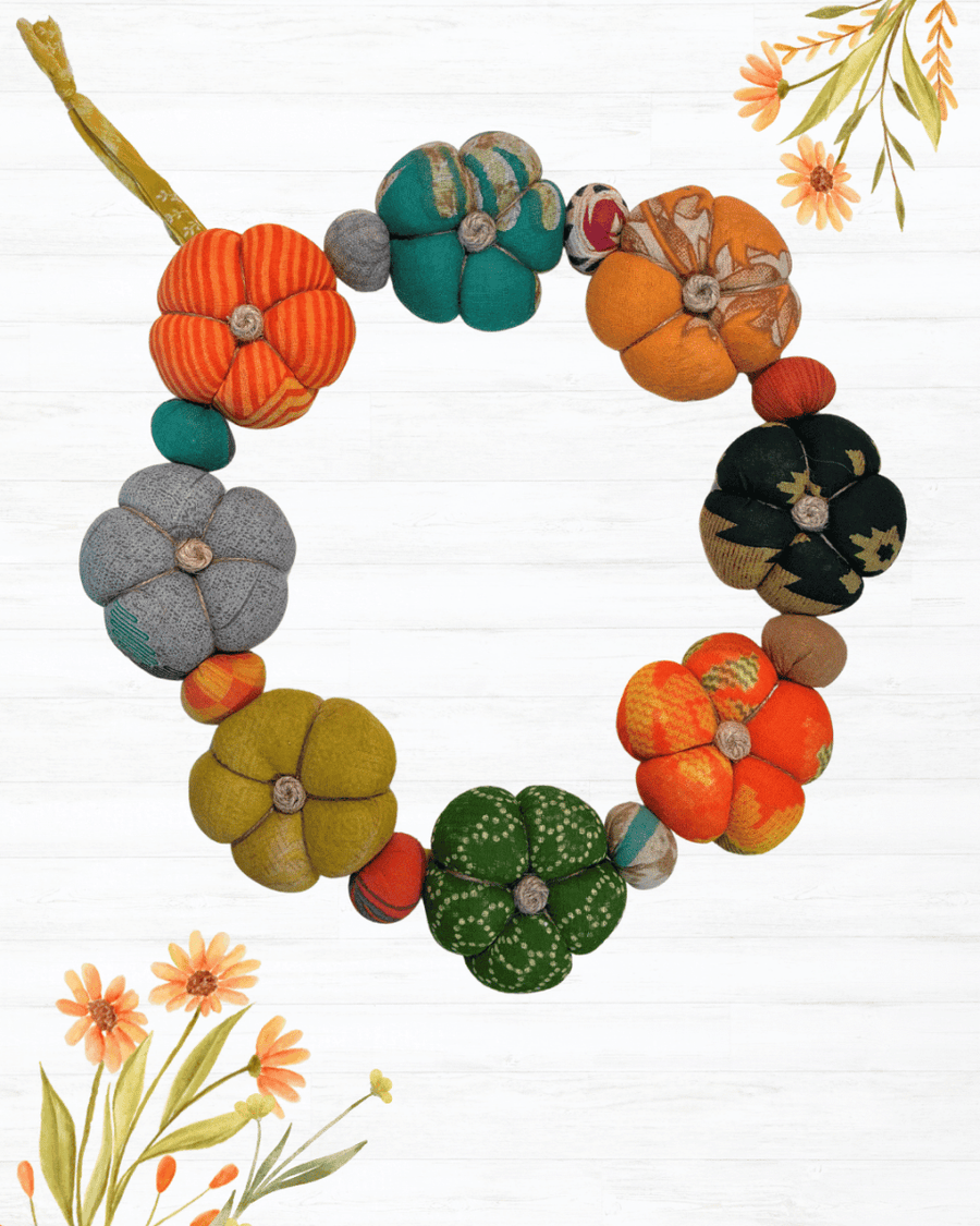 Saree Pumpkin Wreath - Asha Project Kantha-Saree-Handmade