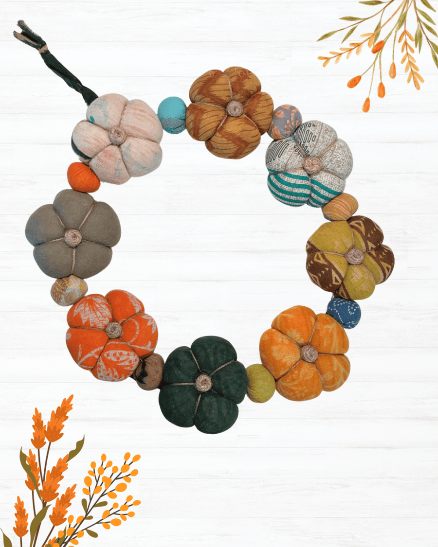 Saree Pumpkin Wreath - Asha Project Kantha-Saree-Handmade