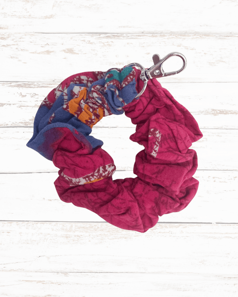 Saree Scrunchie Keychain - Asha Project Kantha-Saree-Handmade
