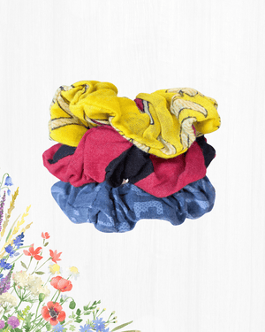 Saree Scrunchie Set - Asha Project Kantha - Saree - Handmade