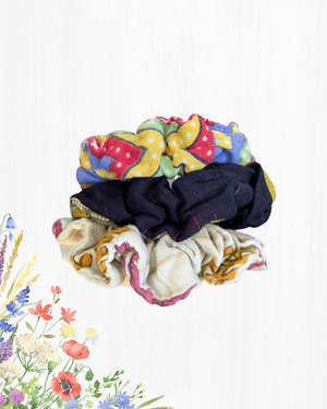 Saree Scrunchie Set - Asha Project Kantha - Saree - Handmade