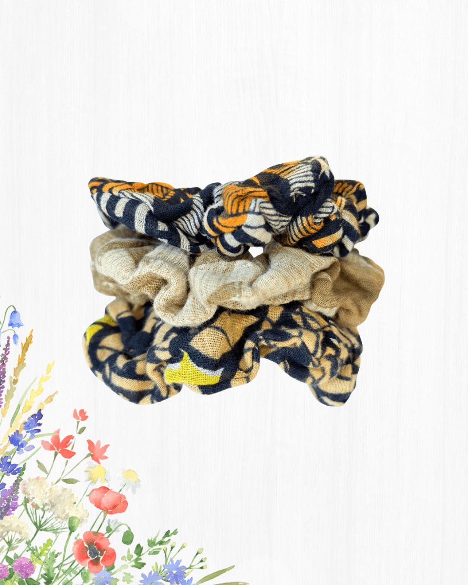 Saree Scrunchie Set - Asha Project Kantha - Saree - Handmade