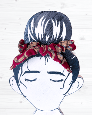 Saree Scrunchie with Bow - Asha Project Kantha - Saree - Handmade