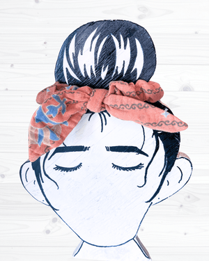 Saree Scrunchie with Bow - Asha Project Kantha - Saree - Handmade