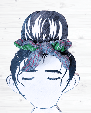 Saree Scrunchie with Bow - Asha Project Kantha - Saree - Handmade