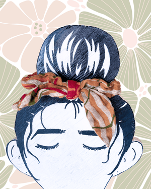 Saree Scrunchie with Bow - Asha Project Kantha - Saree - Handmade