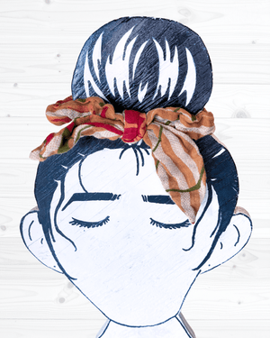 Saree Scrunchie with Bow - Asha Project Kantha - Saree - Handmade