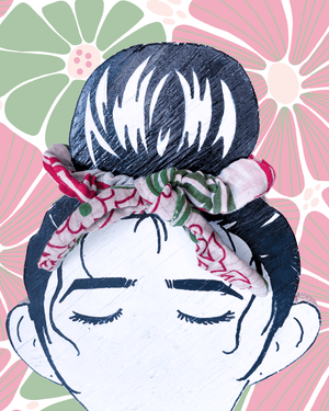 Saree Scrunchie with Bow - Asha Project Kantha - Saree - Handmade