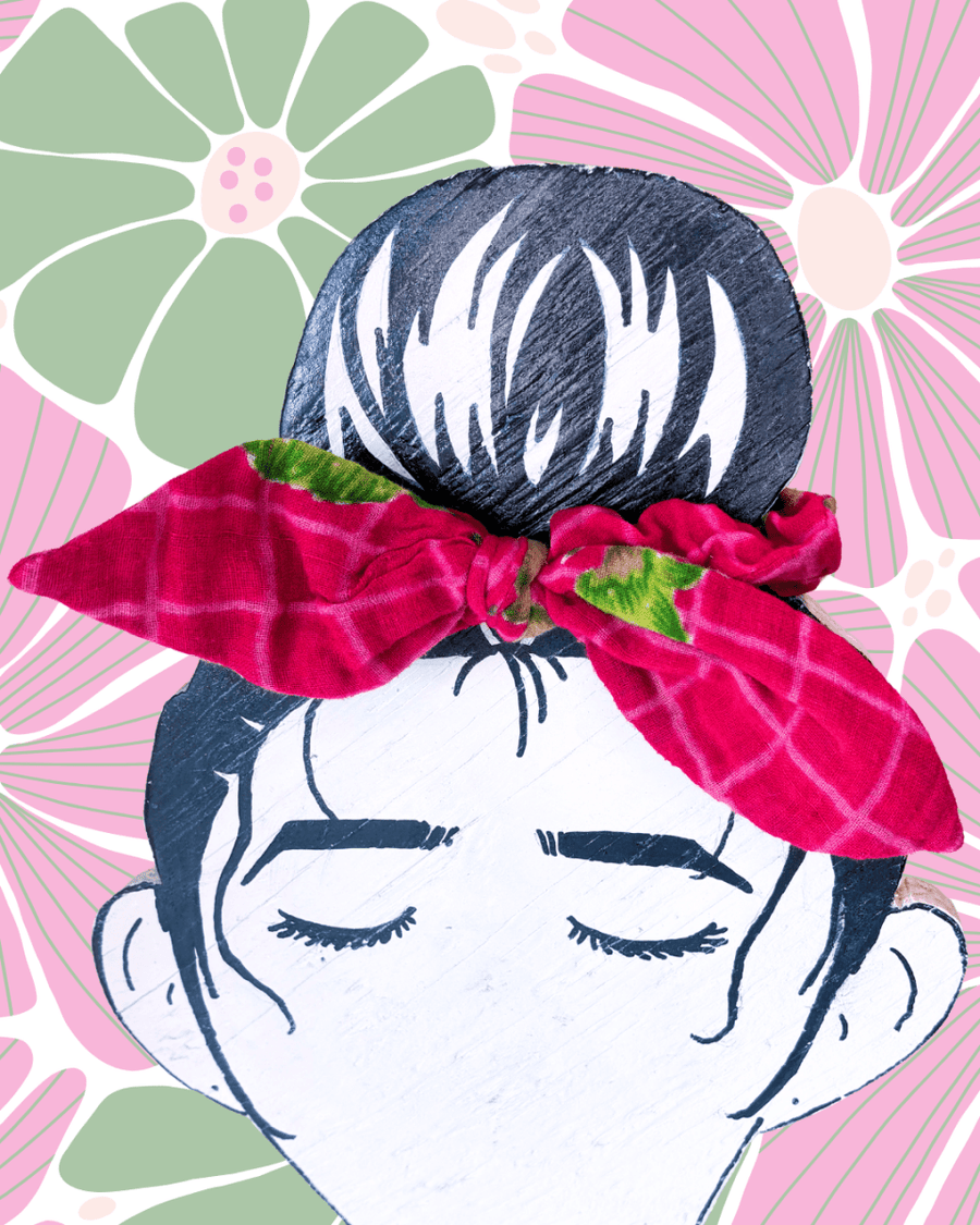 Saree Scrunchie with Bow - Asha Project Kantha - Saree - Handmade