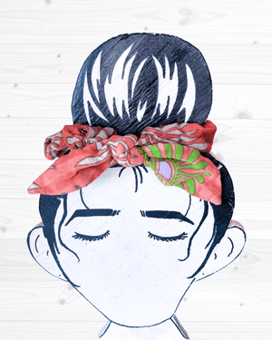 Saree Scrunchie with Bow - Asha Project Kantha - Saree - Handmade