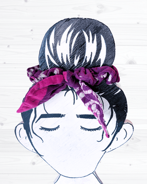 Saree Scrunchie with Bow - Asha Project Kantha - Saree - Handmade