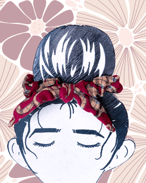 Saree Scrunchie with Bow - Asha Project Kantha - Saree - Handmade