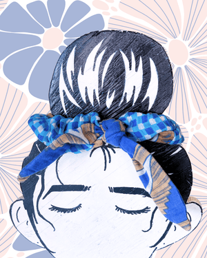 Saree Scrunchie with Bow - Asha Project Kantha - Saree - Handmade