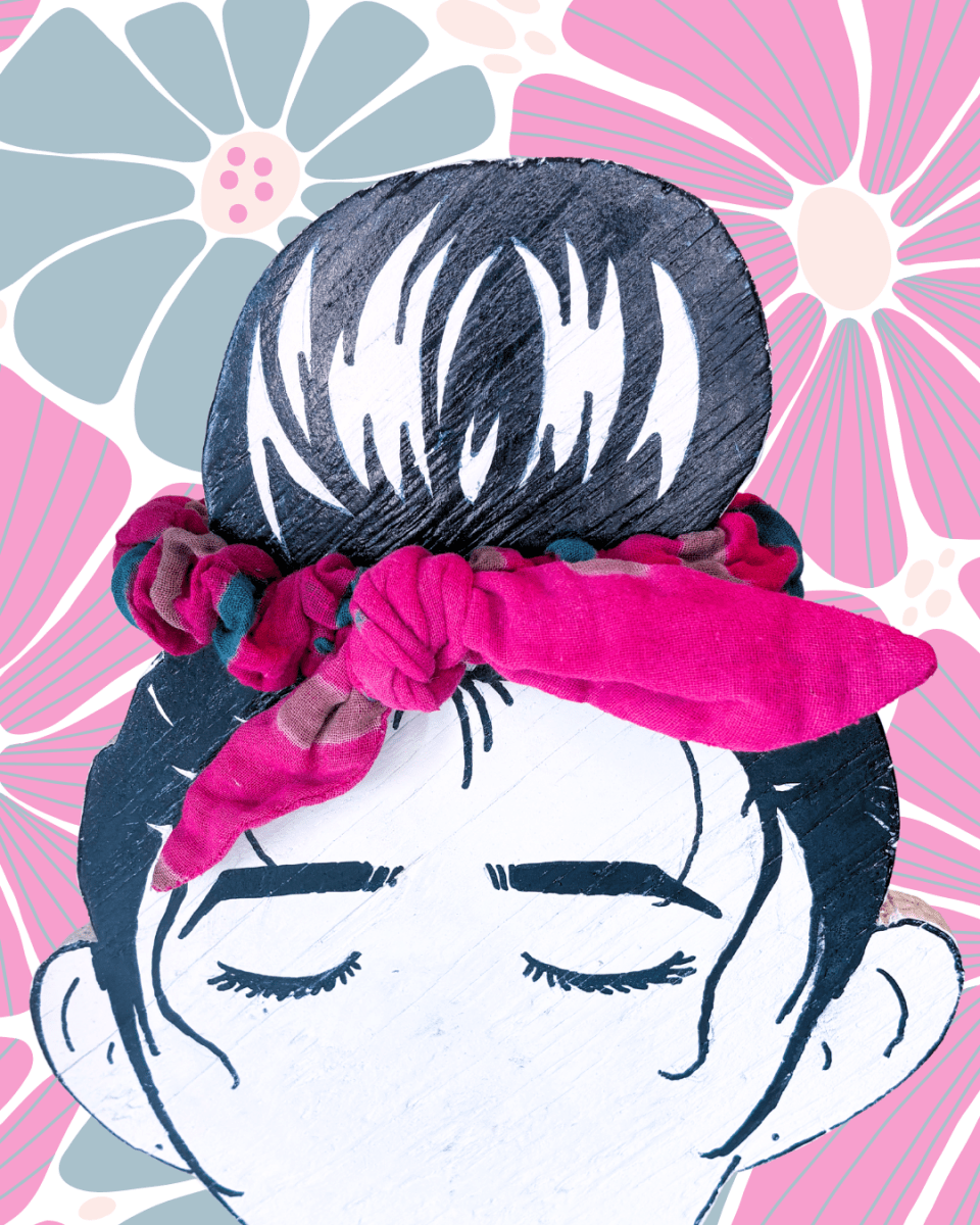 Saree Scrunchie with Bow - Asha Project Kantha - Saree - Handmade