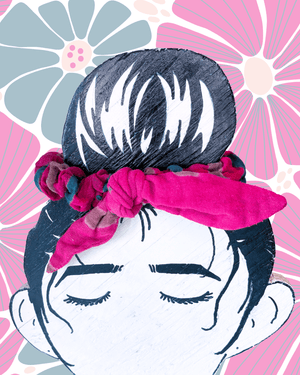 Saree Scrunchie with Bow - Asha Project Kantha - Saree - Handmade