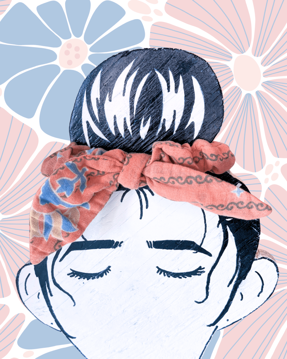 Saree Scrunchie with Bow - Asha Project Kantha - Saree - Handmade