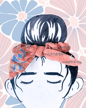 Saree Scrunchie with Bow - Asha Project Kantha - Saree - Handmade