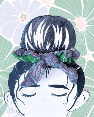 Saree Scrunchie with Bow - Asha Project Kantha - Saree - Handmade