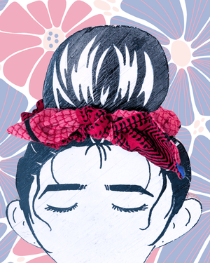 Saree Scrunchie with Bow - Asha Project Kantha - Saree - Handmade