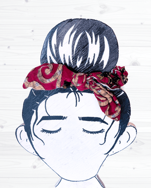 Saree Scrunchie with Bow - Asha Project Kantha - Saree - Handmade