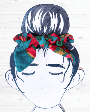 Saree Scrunchie with Bow - Asha Project Kantha - Saree - Handmade