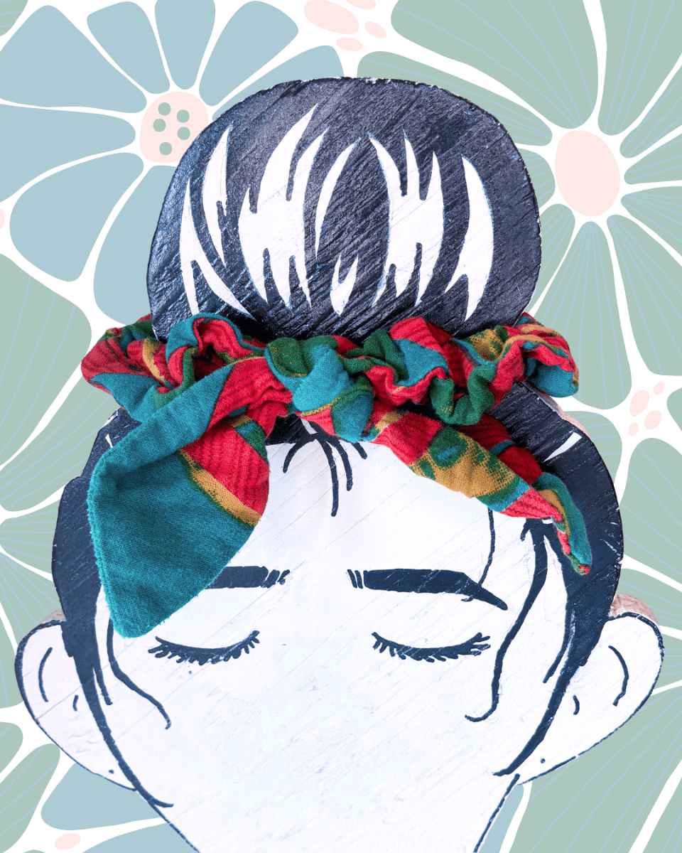 Saree Scrunchie with Bow - Asha Project Kantha - Saree - Handmade