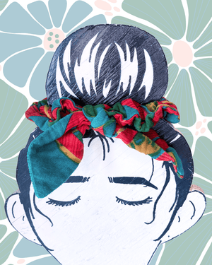 Saree Scrunchie with Bow - Asha Project Kantha - Saree - Handmade