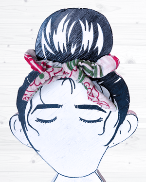Saree Scrunchie with Bow - Asha Project Kantha - Saree - Handmade