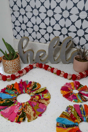 Saree Sunburst Set - Asha Project Kantha - Saree - Handmade