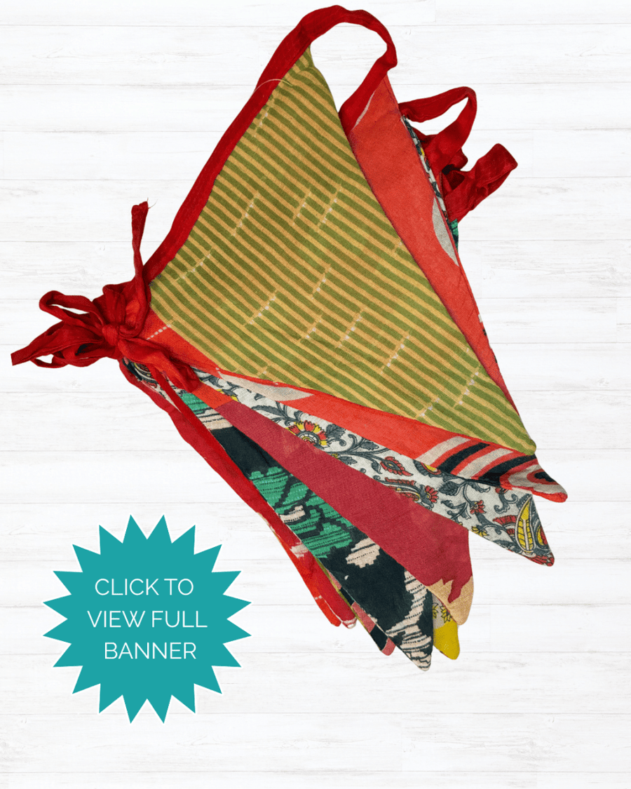 Saree Triangle Banner - Asha Project Kantha - Saree - Handmade