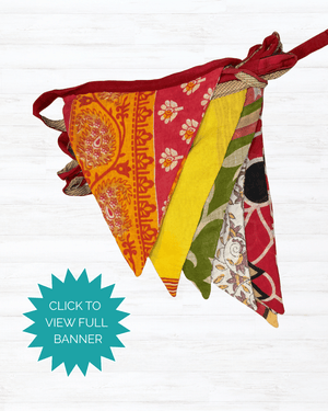 Saree Triangle Banner - Asha Project Kantha - Saree - Handmade