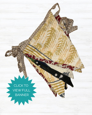 Saree Triangle Banner - Asha Project Kantha - Saree - Handmade