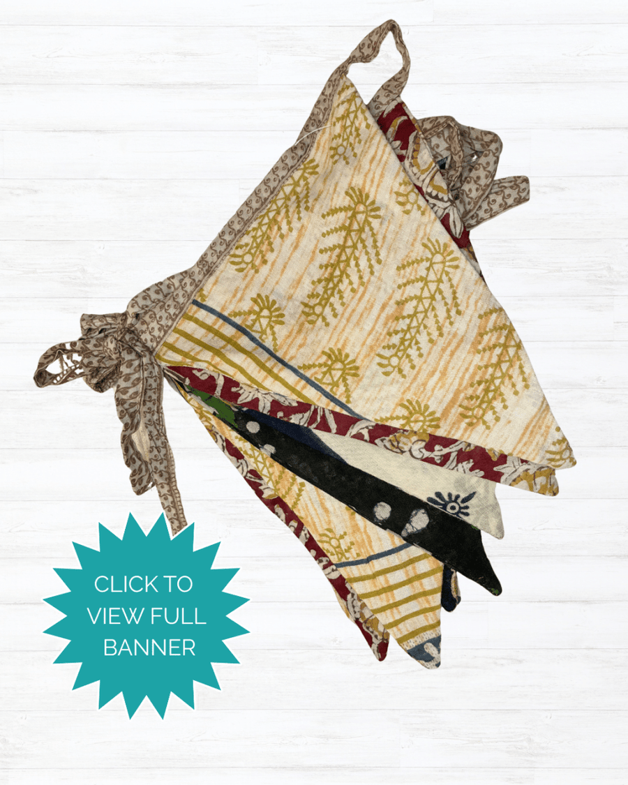Saree Triangle Banner - Asha Project Kantha - Saree - Handmade