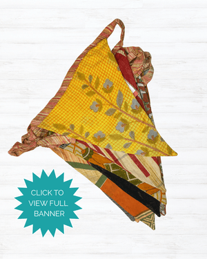 Saree Triangle Banner - Asha Project Kantha - Saree - Handmade