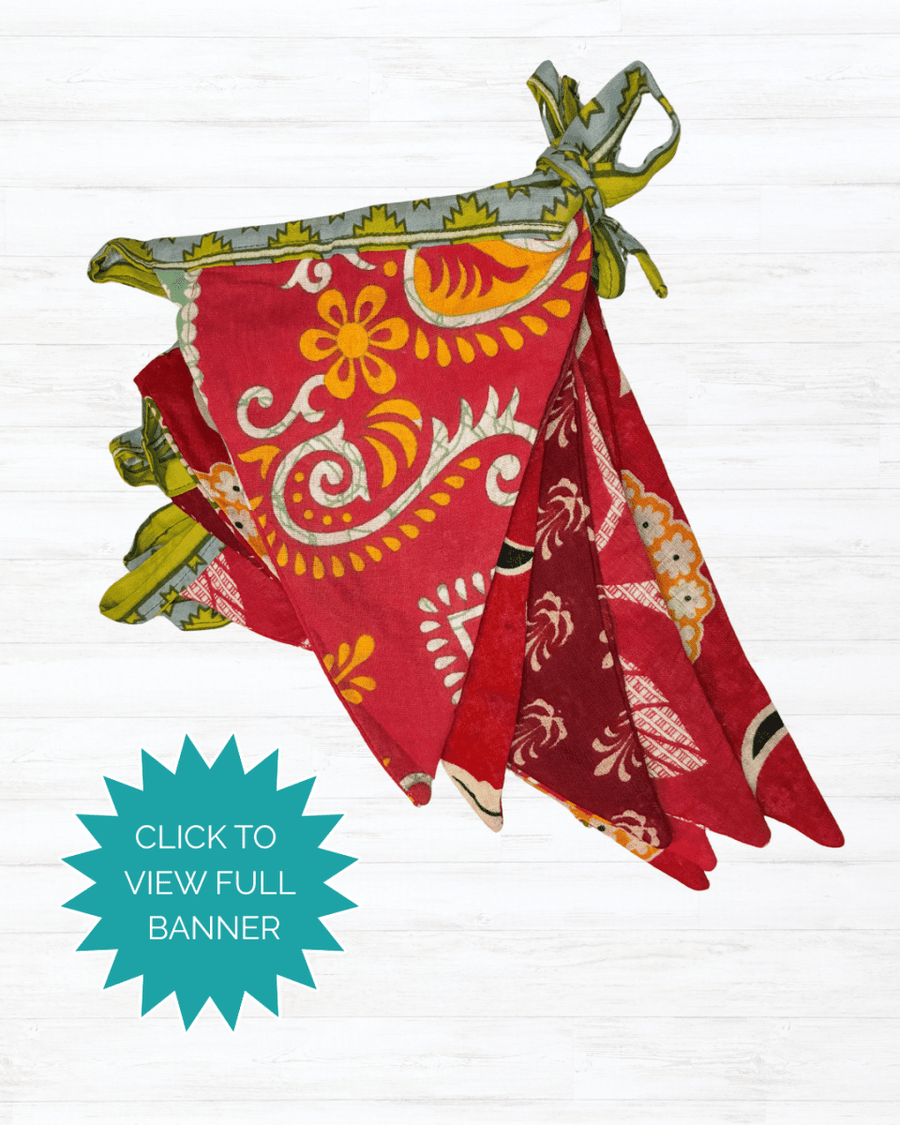 Saree Triangle Banner - Asha Project Kantha - Saree - Handmade