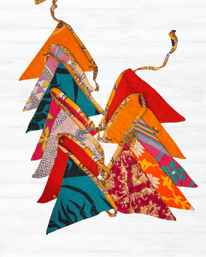Saree Triangle Banner - Asha Project Kantha - Saree - Handmade
