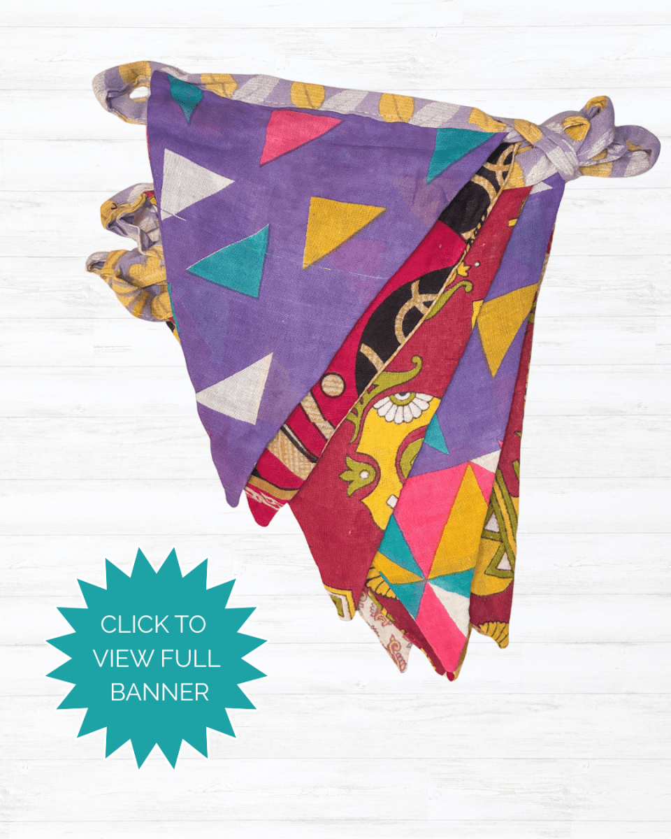 Saree Triangle Banner - Asha Project Kantha - Saree - Handmade