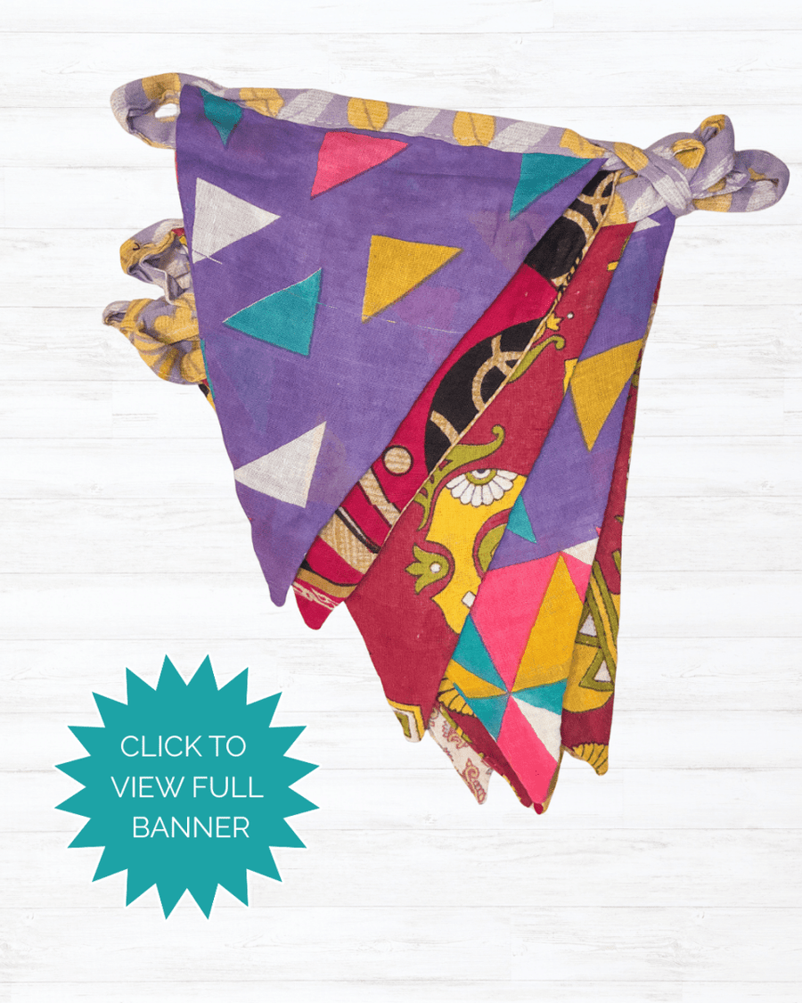 Saree Triangle Banner - Asha Project Kantha - Saree - Handmade
