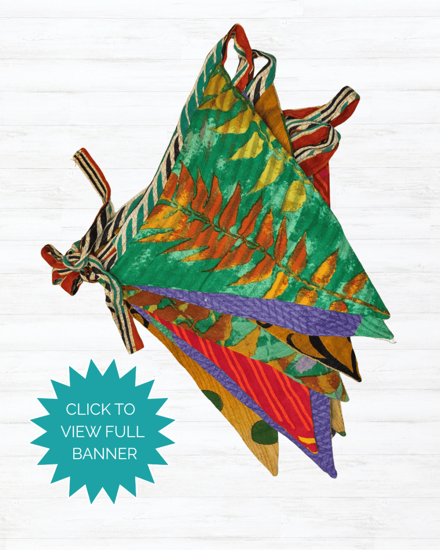 Saree Triangle Banner - Asha Project Kantha - Saree - Handmade