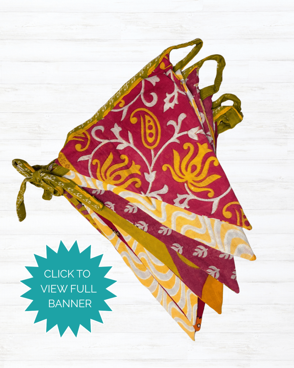 Saree Triangle Banner - Asha Project Kantha - Saree - Handmade