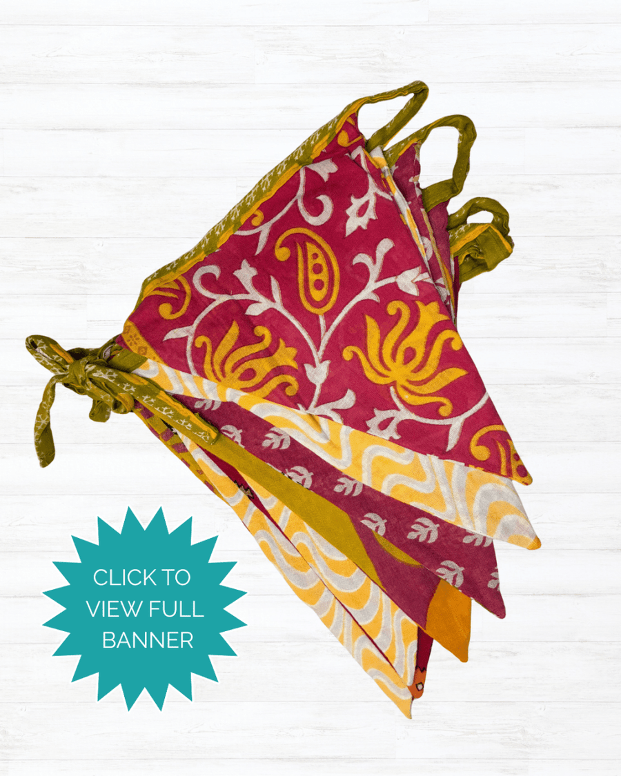 Saree Triangle Banner - Asha Project Kantha - Saree - Handmade