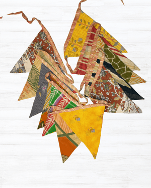 Saree Triangle Banner - Asha Project Kantha - Saree - Handmade